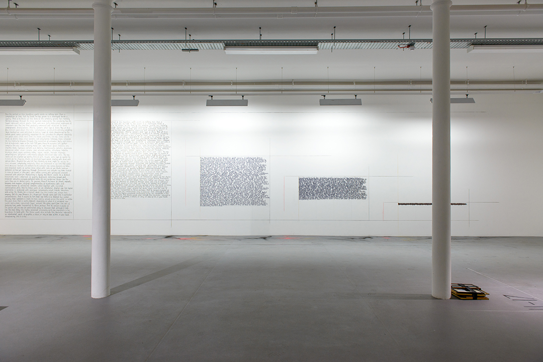 Installation view of Katrina Palmer's exhibition The Three Stories are Flattened
