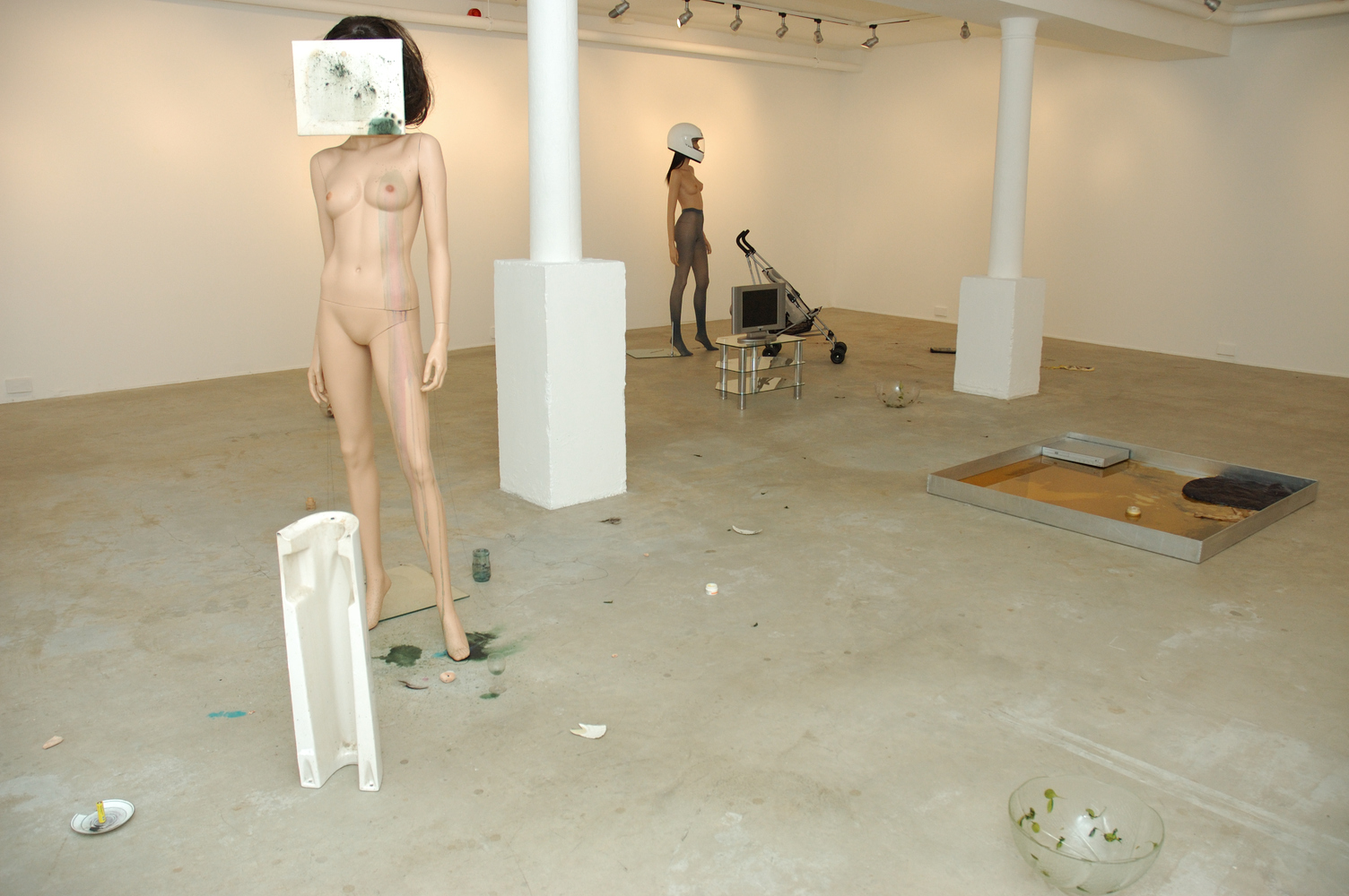 Installation image of Cathy Wilkes at Void Gallery