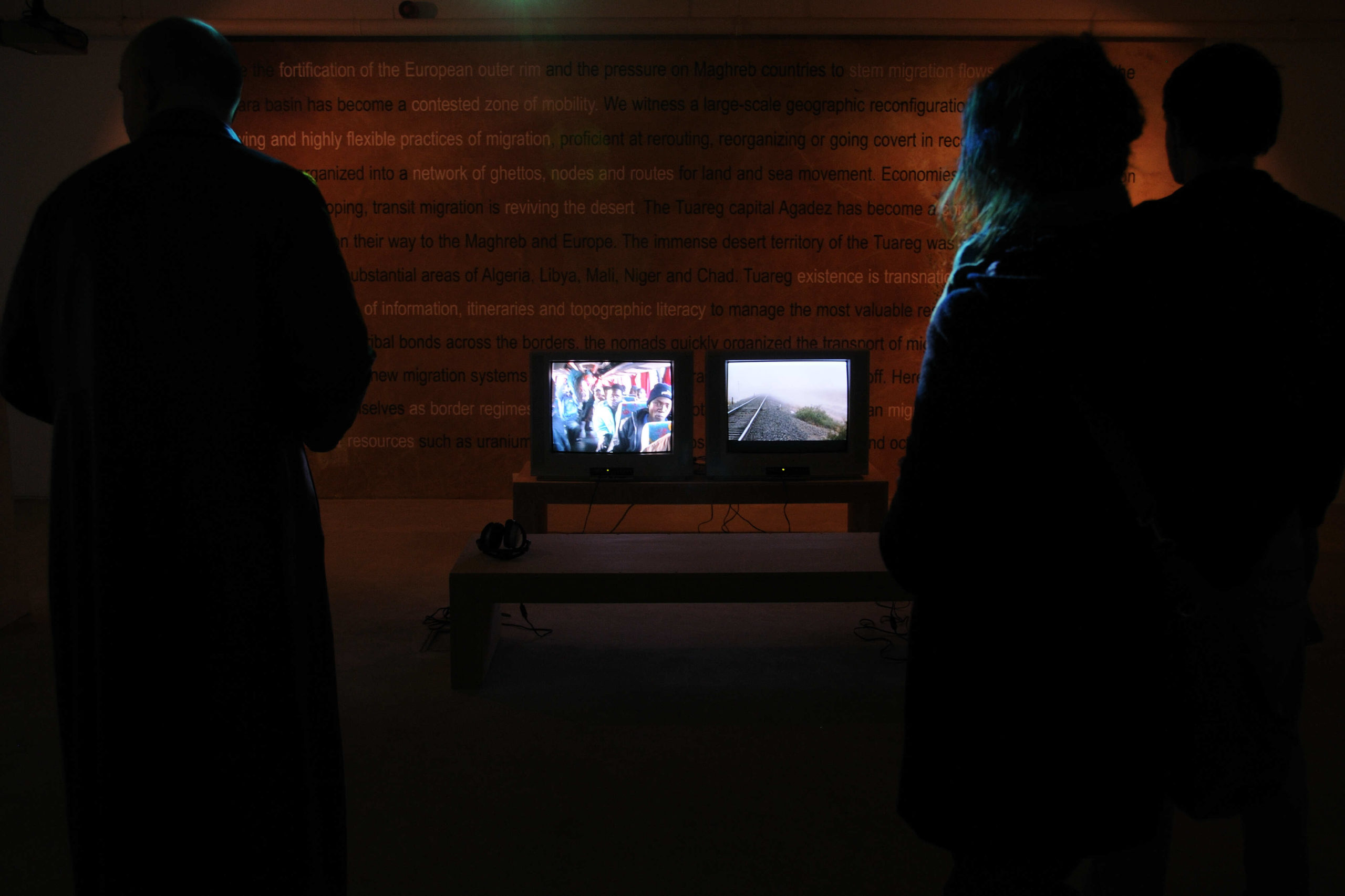 Install photo of Ursula Biemann at Void Gallery