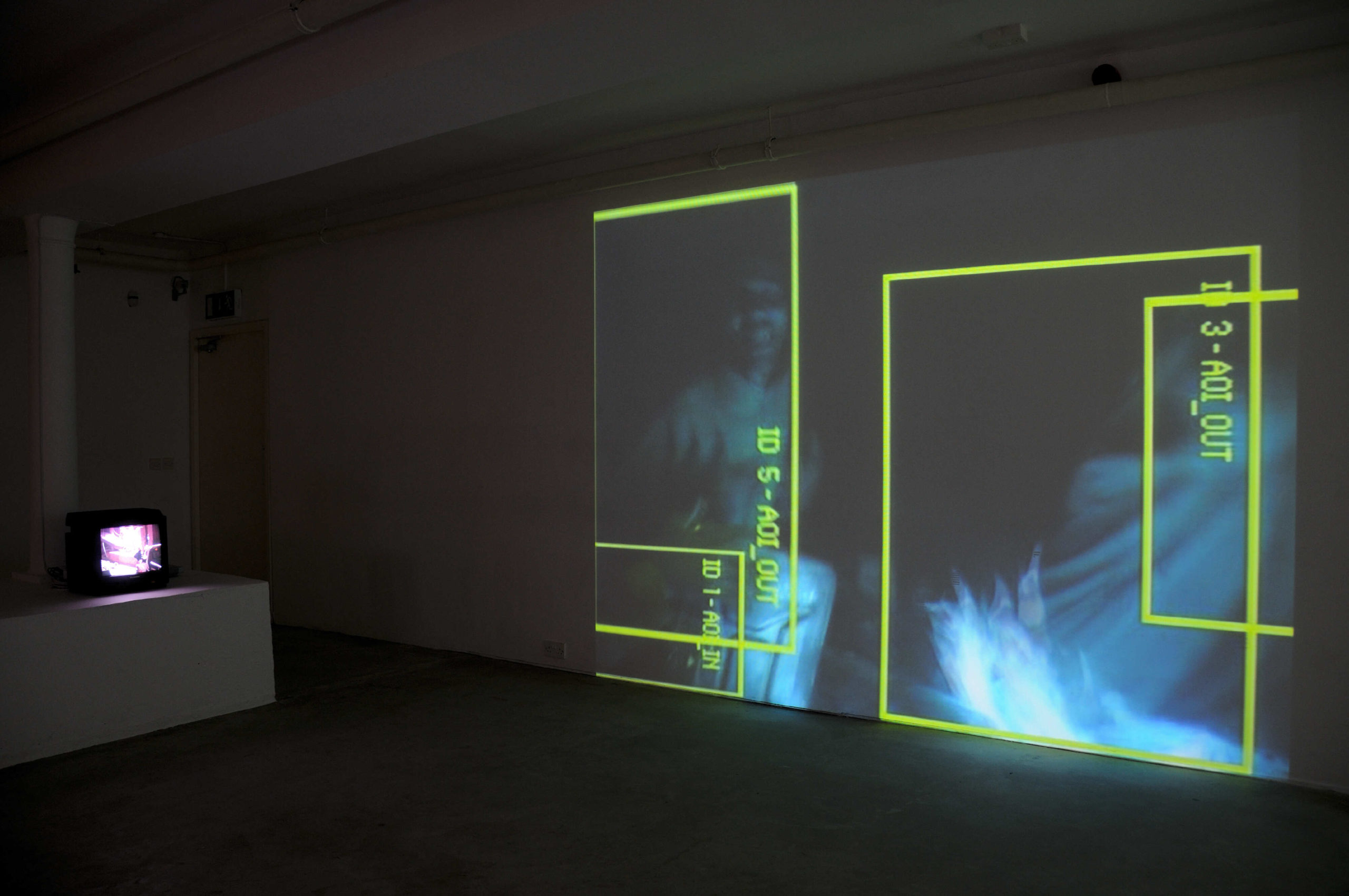 Install photo of Ursula Biemann at Void Gallery