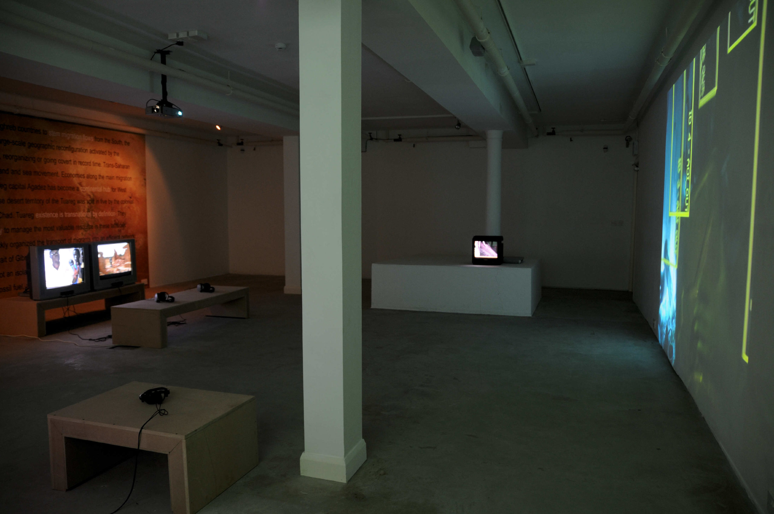 Install photo of Ursula Biemann at Void Gallery