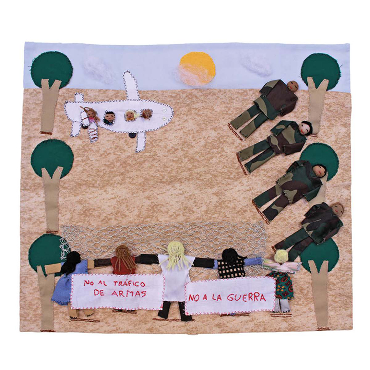artwork depicting an anti-war protest situation
